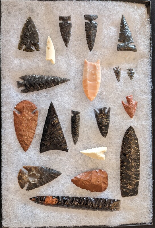 Photographs of biface points created by Donald Crabtree, currently held by Celebration Park in Melba, Idaho.