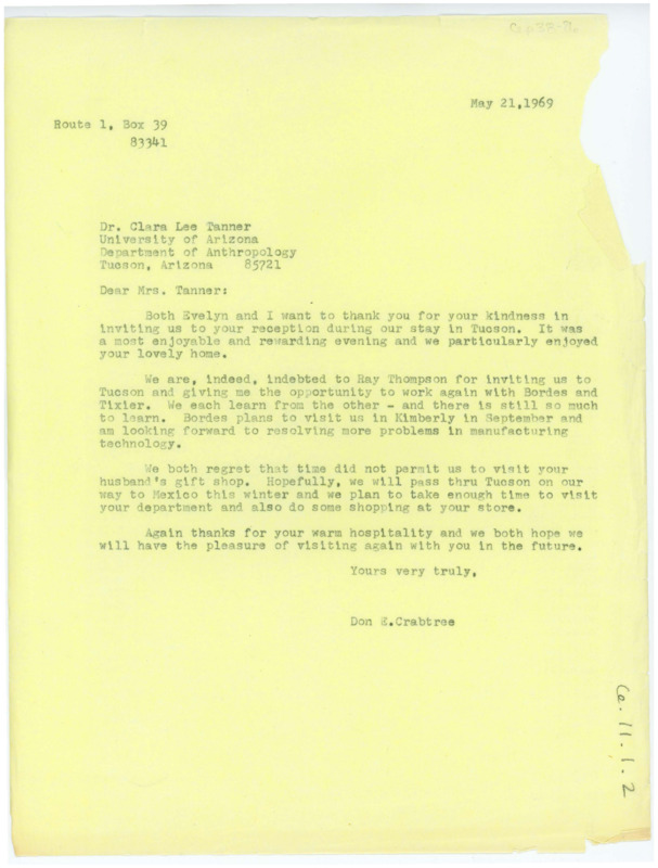 Letter thanking Clara for having them for her reception. He discusses his upcoming trip, and hopes to visit Clara's husbands store.