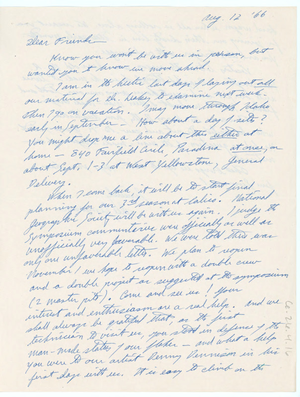 Handwritten letter from Ruth Dee Simpson to Don Crabtree regarding recent work happenings and tentative plans to meet.