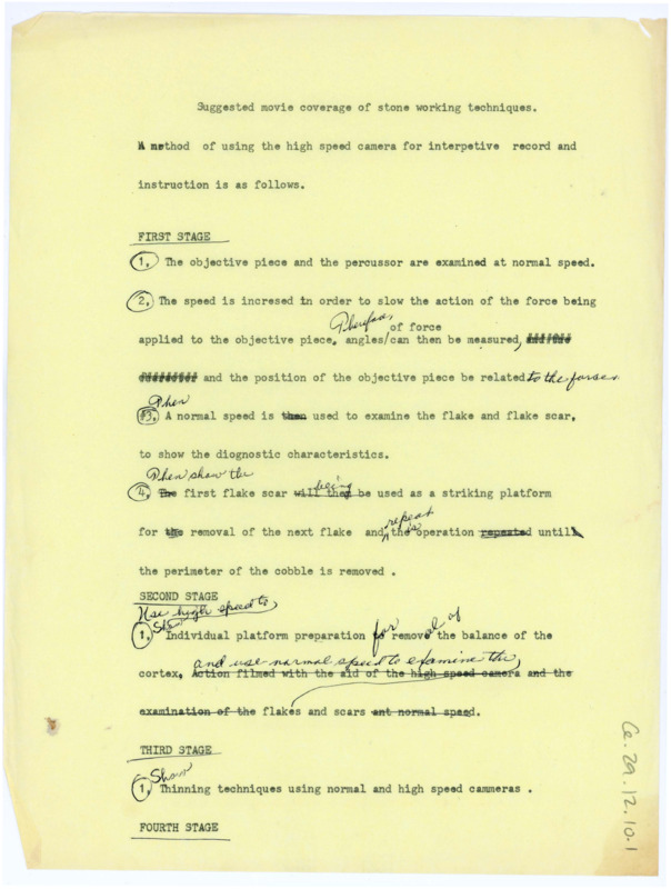 Typewritten outline of film planning.