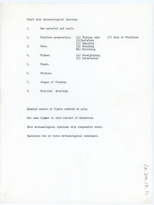 Typewritten outline of film planning.