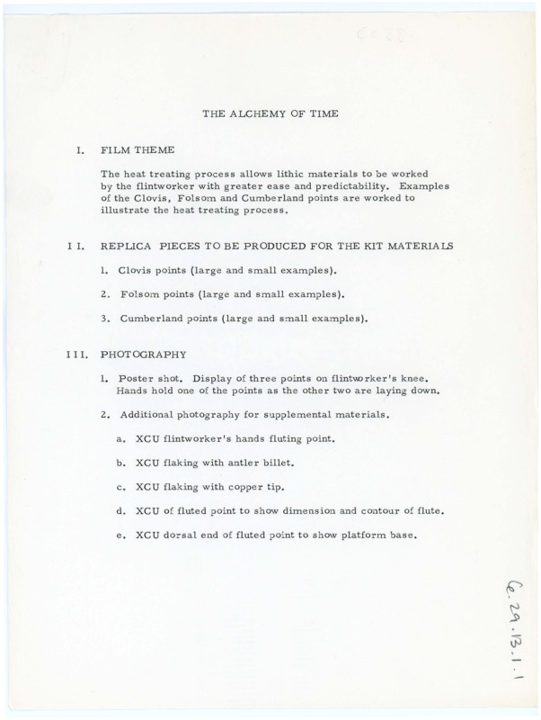 Two copies of the outline for the film The Alchemy of Time.