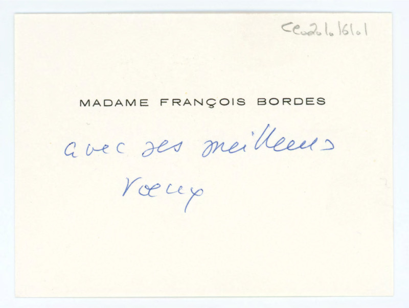 Card with envelope addressed to Mr and Mrs Bordes.