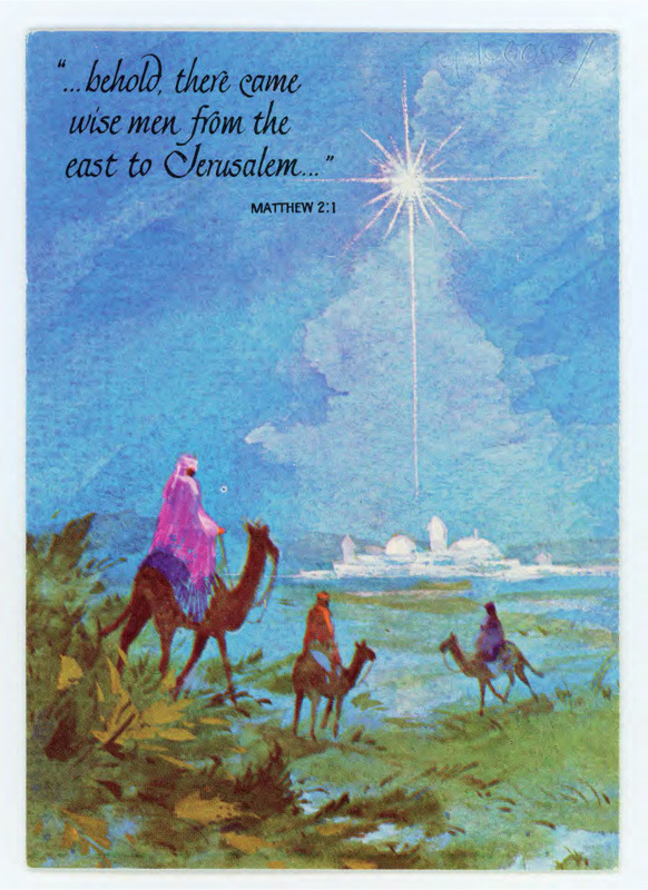 Christmas card from Father Cosmas to Don Crabtree wishing him a Merry Christmas; envelope included.