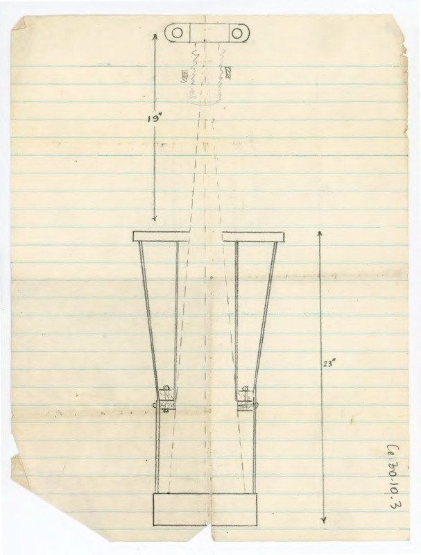 Drawing of an unknown item on lined notebook paper.