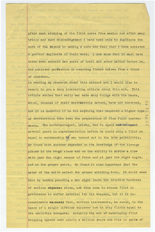 Document detailing the replication of flint instruments, with handwritten notes.