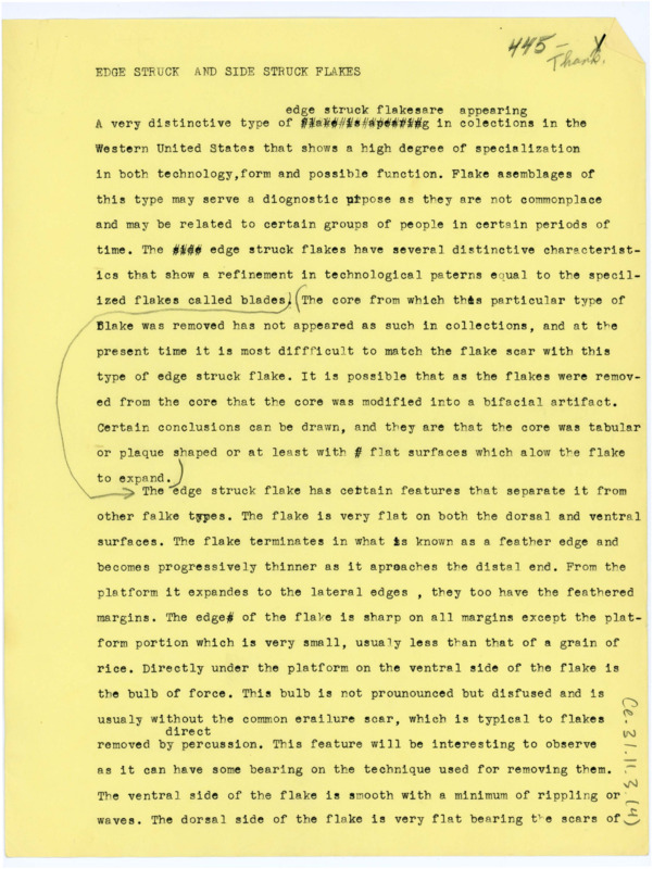 Document describing, comparing, and contrasing edge struck and side struck flakes.