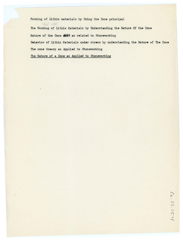 List of what appears to be six paper titles related to the cone principal. "Feb. 3, 17" appears on the second page.