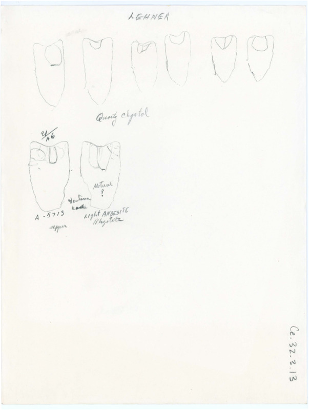 Hand drawn sketches of various artifacts.