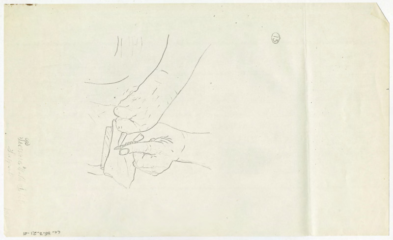 Drawings of different flintknapping techniques.