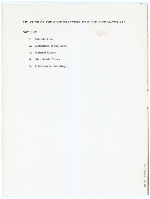 A paper discussing the cone fracture principle, with handwritten notes and an outline.