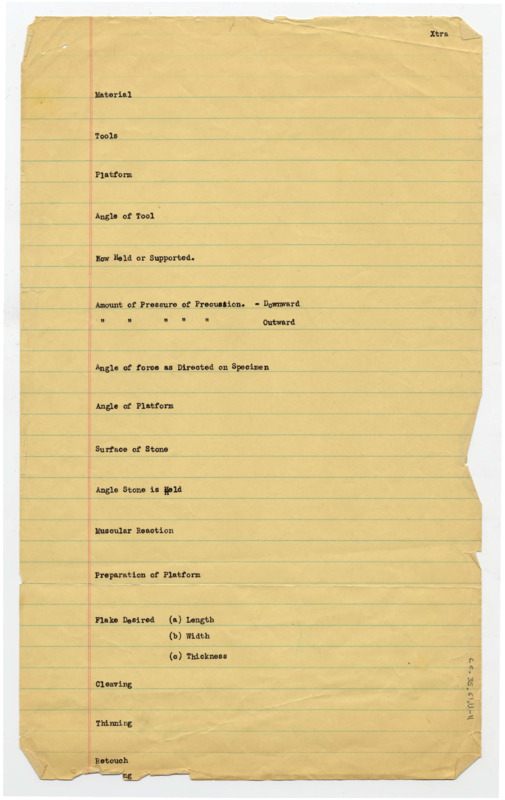 A paper summarizing experiences treating flint and other stone. This paper includes what appears to be an outline on page 1 of the document. Associated with item number: ce_b31_f14-item3.