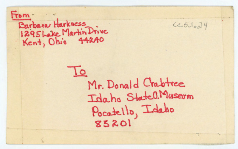 Letter from Lucille Harten to Don Crabtree regarding a shipment of author copies of Tebiwa issues.