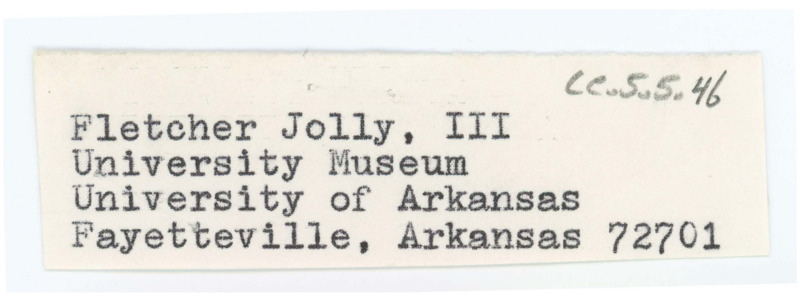 Address formerly attached to a letter from Fletcher Jolly III to Don Crabtree.