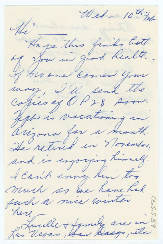 Handwritten letter from Mae Jones to Don and Evelyn Crabtree hoping they are well and regarding recent happenings.