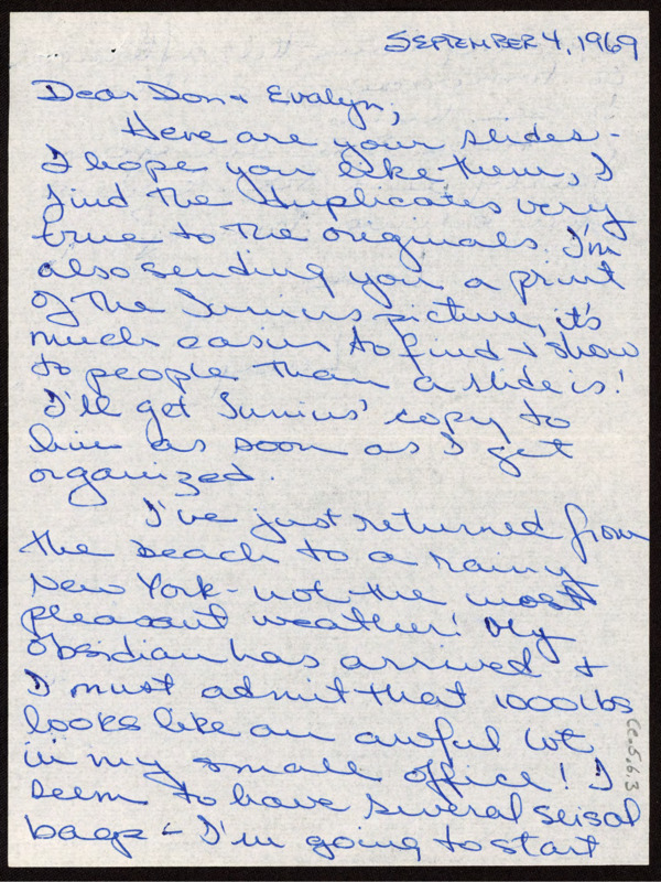 Letter from Lucille "Lucy" G. Lewis to Don and Evelyn Crabtree regarding slides and a picture sent over mail, and other recent happenings.