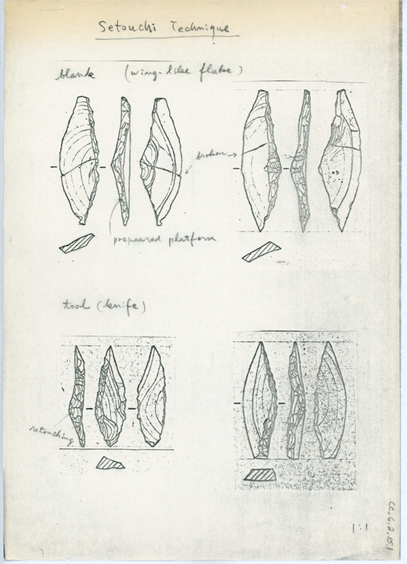 Printed sketches of the Setouchi Technique with some handwritten notes.