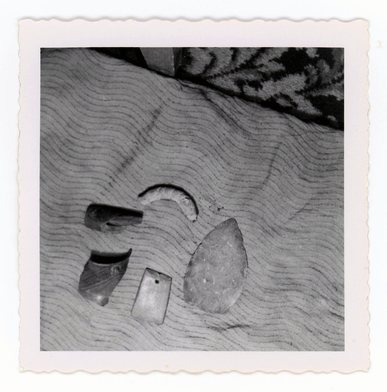 A printed picture of a series of assorted lithic artifacts.