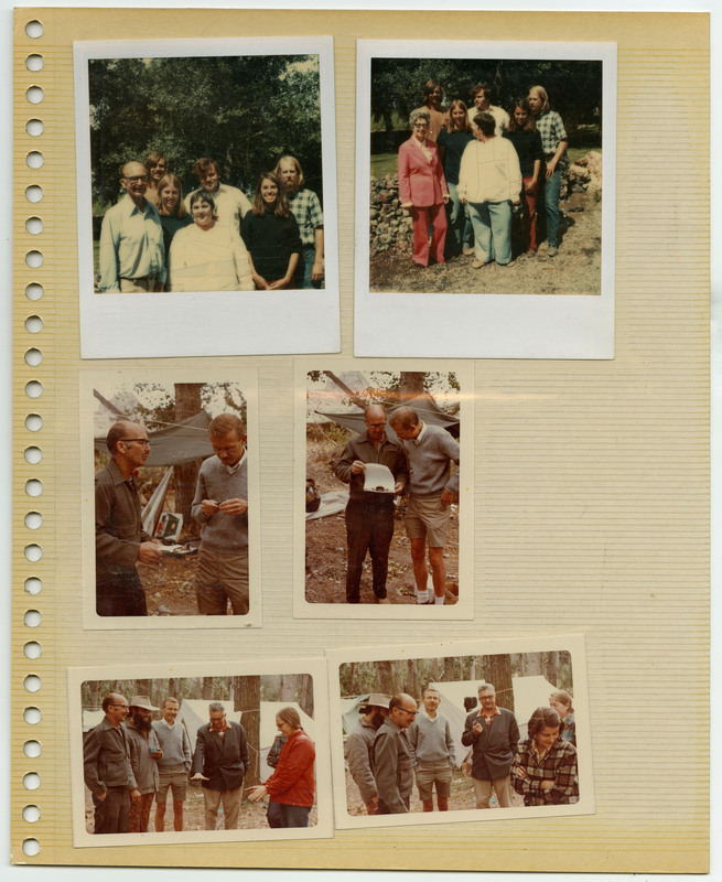 Image of Donald "Don" E. Crabtree and his students together. Image of Evelyn Crabtree and Don's students together. Image of Donald "Don" E. Crabtree talking to a person. Image of Donald "Don" E. Crabtree talking to a person. Image of Donald "Don" E. Crabtree at an archaeological site with others. Image of Donald "Don" E. Crabtree at an archaeological site with others.