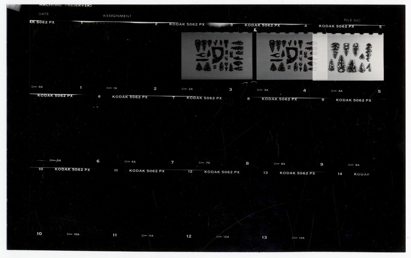 Kodak slides of a series of lithic artifacts created by Donald "Don" E. Crabtree.