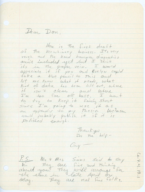 Two letters from Guy R. Moto to Don Crabtree. The first originally included the first draft of one of his works. The second originally included a letter from someone else.