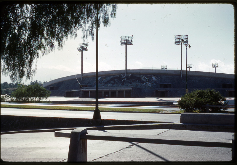 A photographic slide of a sports arena.