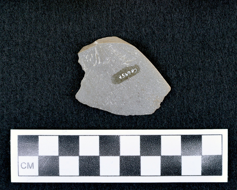 Associated w/Ce.6456 Greys, local material, haven't tried heat, mottled grey (dark) is most promising. (D. Crabtree)