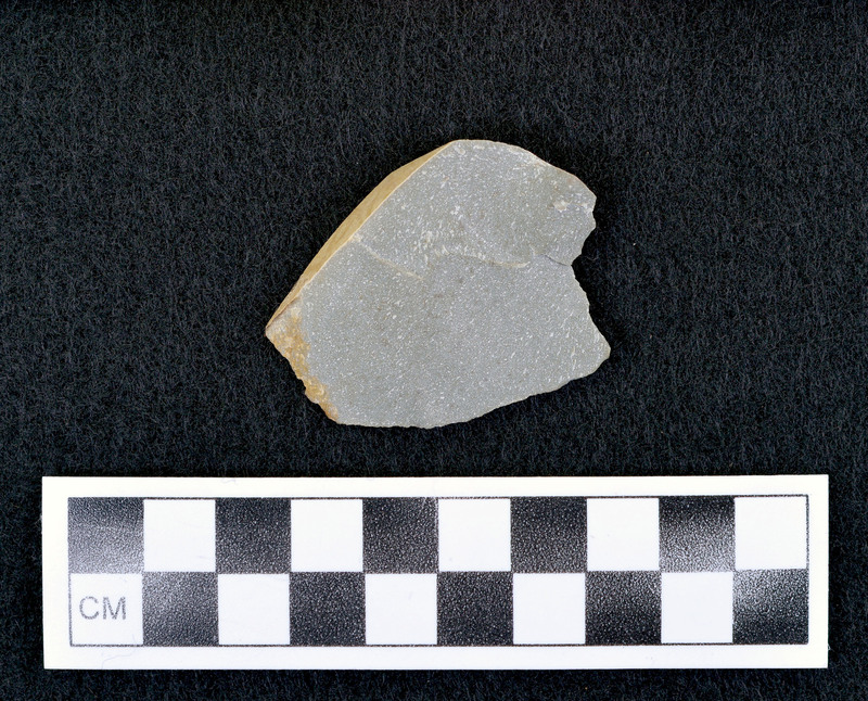 Associated w/Ce.6456 Greys, local material, haven't tried heat, mottled grey (dark) is most promising. (D. Crabtree)