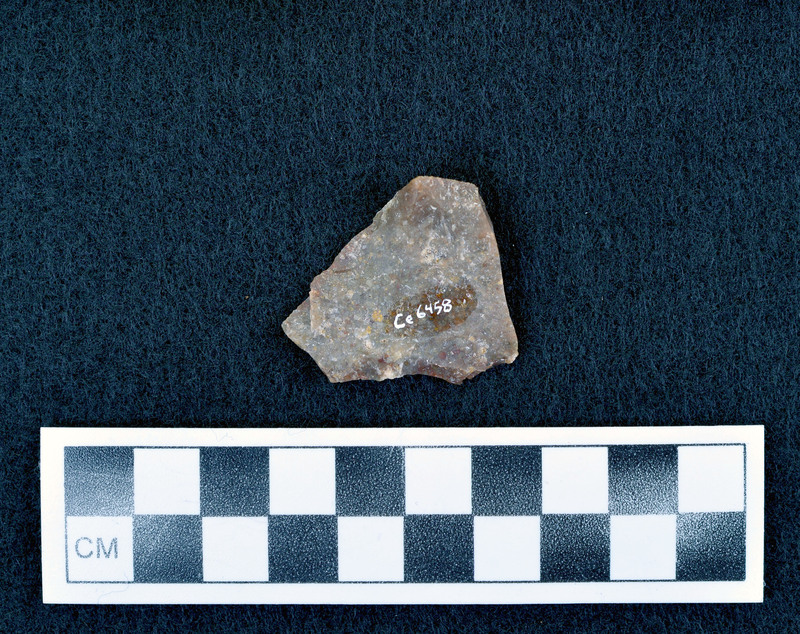 Associated w/Ce.6456 Greys, local material, haven't tried heat, mottled grey (dark) is most promising. (D. Crabtree)