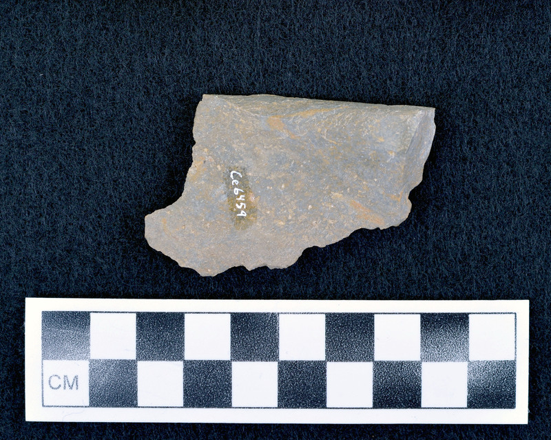 Associated w/Ce.6456 Greys, local material, haven't tried heat, mottled grey (dark) is most promising. (D. Crabtree)