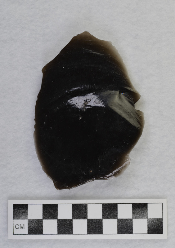 This is an uncommonly large erraillure flake produced by Donald E. Crabtree. For further information see Crabtree, 1972, pg. 31.