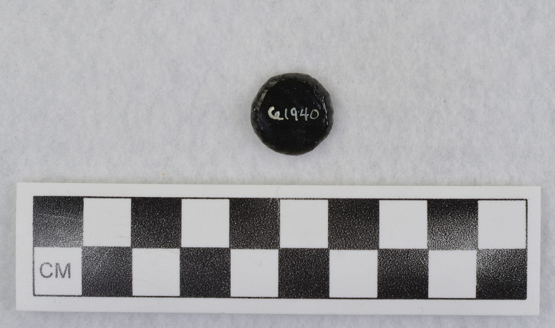 Glass Butte obsidian item produced during a Donald E. Crabtree experiment to manufacture an "eye" as used in Mesoamerican statues.