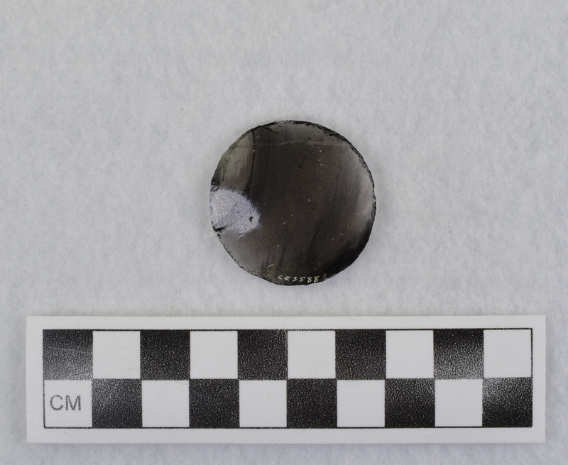 Glass Butte obsidian item produced during a Donald E. Crabtree experiment to manufacture an "eye" as used in Mesoamerican statues.