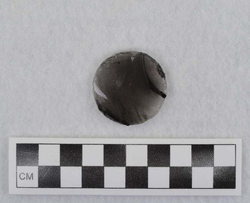 Glass Butte obsidian item produced during a Donald E. Crabtree experiment to manufacture an "eye" as used in Mesoamerican statues.