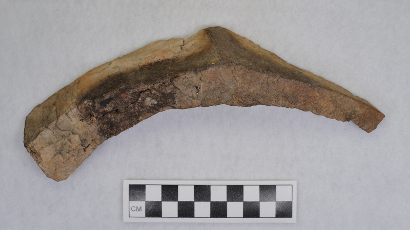 Natural thermal stress fracture, "Marked on stone: Quebrada Barrero, near Cueva de los Ladrones, Coole Prov., Panama. April 25, 1974. J. Bird. Pictures included (3) put in photo album."