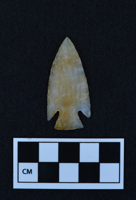 A corner notched biface made by Donald E. Crabtree.