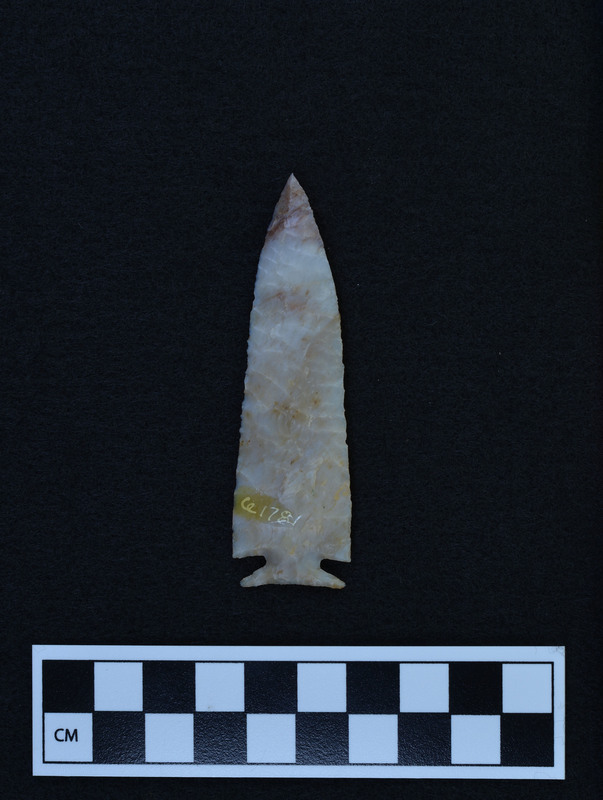 This large, corner notched, biface was made by Donald E. Crabtree using collateral flaking.