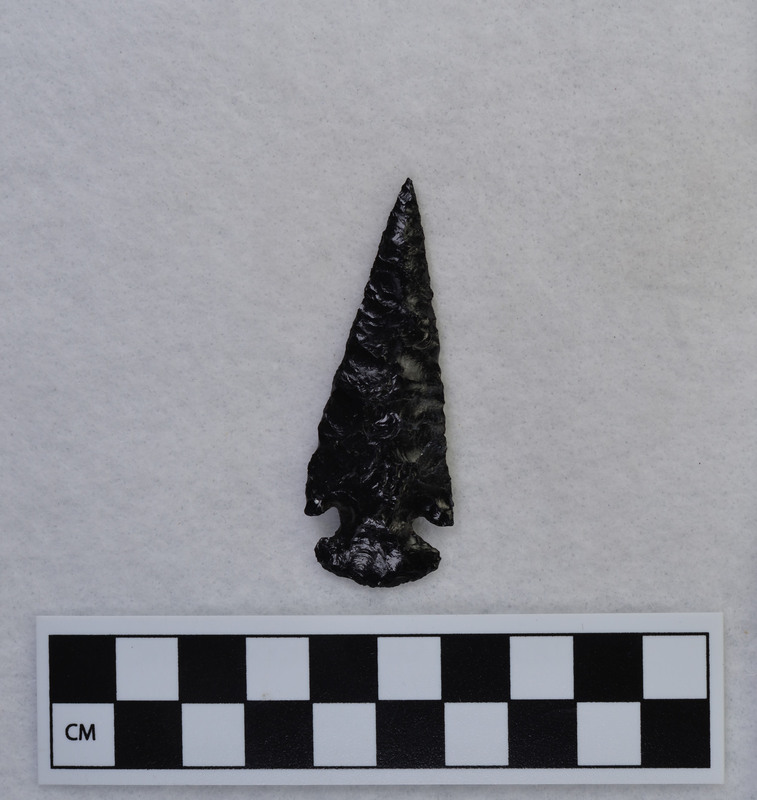 A corner notched biface made by Donald E. Crabtree.