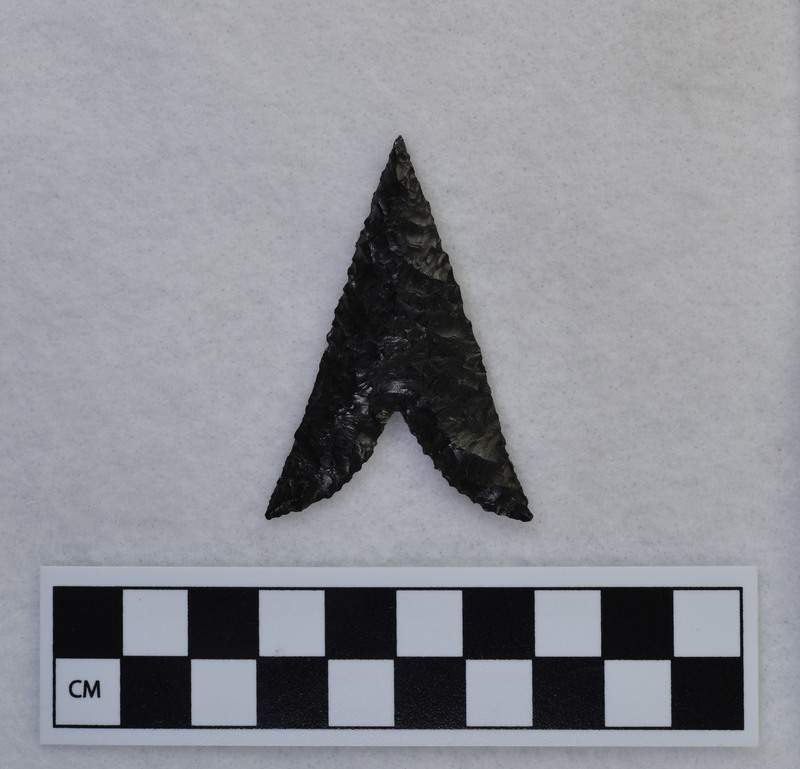 A biface created by Donald E. Crabtree. The base has been indented in some unknown way.