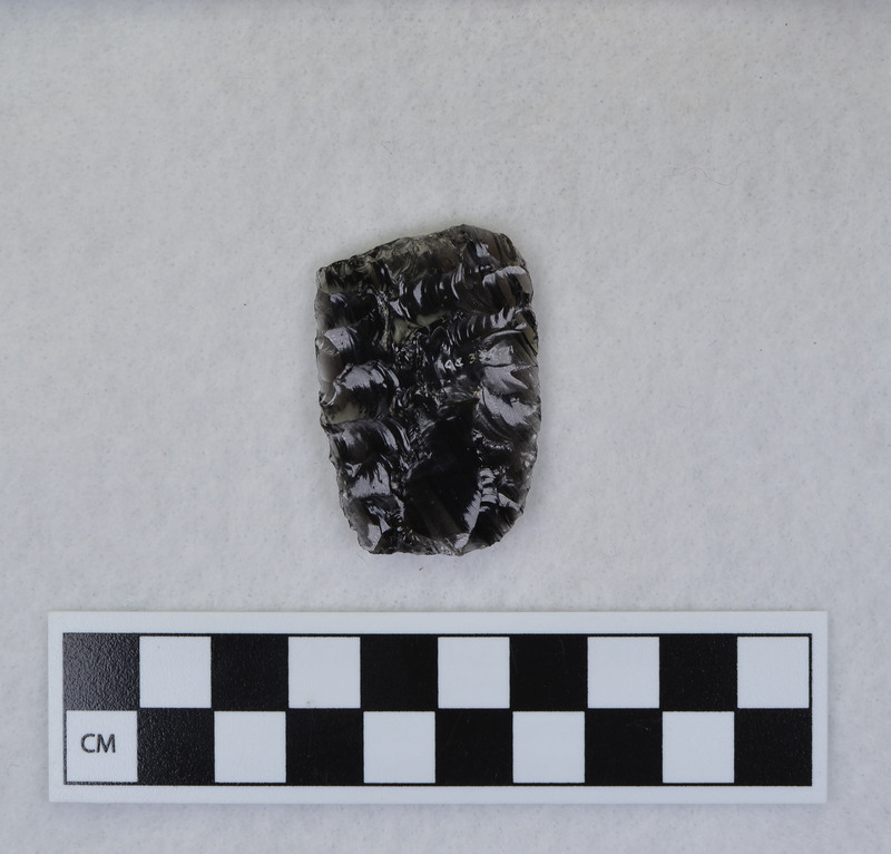 Attempted Clovis, tip ground to rest on anvil. Ce.3591A - proximal end, Ce.3591B - distal end. Point rotated upon impact of percussor, changing angle of blow and severing the distal end. (JW)