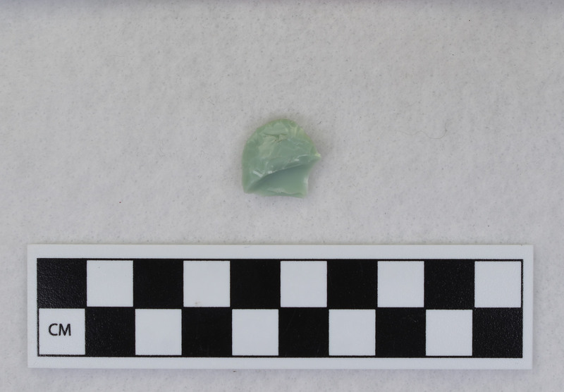 The making of Ce.3615 resulting is three associated pieces. Jim Woods stated this most likely resulted from improper angle of pressure tool or slippage in vise. Ce.3615A - distal end, Ce.3615B - proximal end. Ce.10144 - channel flake.