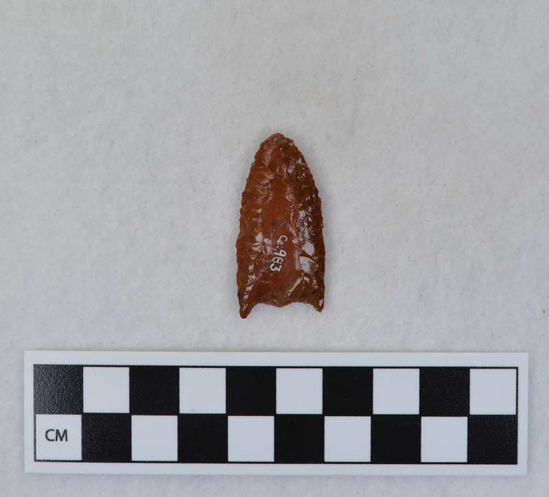 Donald E. Crabtree ceated this object during his Folsom fluting experiments. To make this object, hand held pressure fluting was used.