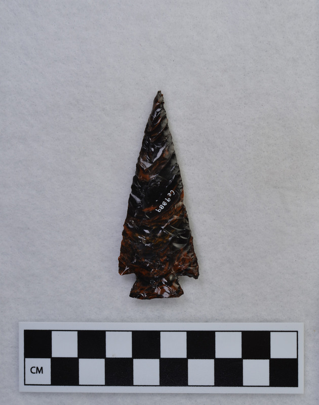 Donald E. Crabtree made this corner notched biface using the Titmus technique.