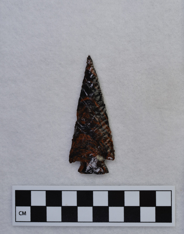 Donald E. Crabtree made this corner notched biface using the Titmus technique.