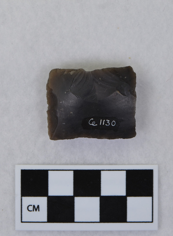 English gunflint, it is unclear from the notes if this and associated pieces were made by Donald E. Crabtree or collected by him.  Ce.1126 - Ce.1130 are associated with Ce.1119.