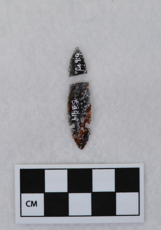 Side notched, broken. Was previously glued, when it separated is unknown