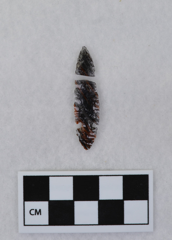 Side notched, broken. Was previously glued, when it separated is unknown