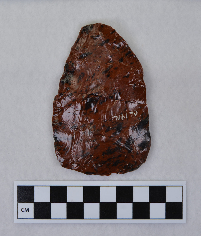 Two fragments of a biface photographed together