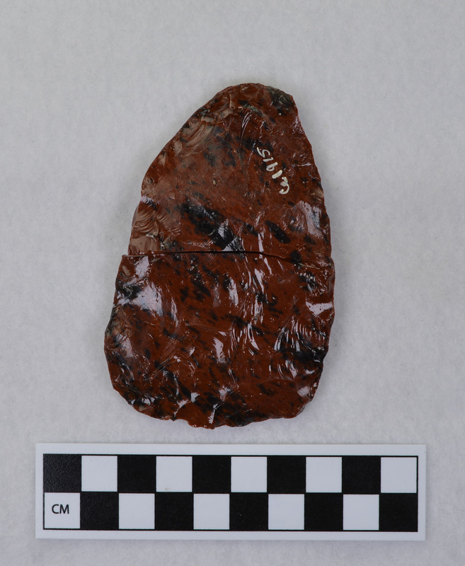 Two fragments of a biface photographed together