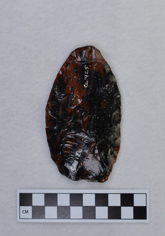 Two fragments of a biface photographed together